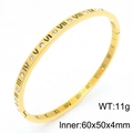 Brazalete de acero de titanio dorado con números romanos y cristales de circonita brillantes - Estilo de 4mm de Ancho Con Diamante (KB190303-GC) / Dorado