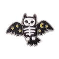 Gothic owl skeleton enamel pin with stars and crescent moon patterns on black metal wings - Owl Skeleton Style (XZ8260)