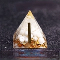 Orgone energy pyramid with white crystal beads and golden spiral resin decoration - Ice - Freeze Negative Things