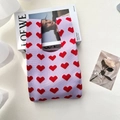 Chic light purple knitted tote bag featuring a cute red heart pattern and soft texture - Contrast Heart Red