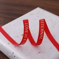 Red silk ribbon with gold LOVE IS ETERNAL lettering for gift wrapping and floral decoration - 1cm*33 Yards / Red Gold Stamped