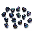 Macro shot of colorful heart-shaped iridescent beads on a clean white background - 13X15mm / Black
