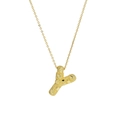 Golden brass balloon style letter Y pendant necklace with textured bubble finish - Necklace Y