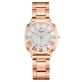 Fashion rose gold tonneau watch for women featuring Roman numerals and a sunray dial - White