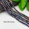 Iridescent black faceted glass beads for DIY jewelry making in a decorative gift box - Black AB Color / No.4 Flat Bead