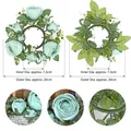Artificial mint green rose candle ring wreath with silk petals and 20cm outer diameter - Peony Wreath Blue