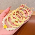 5er-Set elastische Haargummis in Gelb und Beige mit Herzen und Perlen für Mädchen - 5er-Pack / Gelb