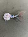 Elegant pink flower and mermaid tail hair clip with pearls and sparkling rhinestones - Flower Fishtail (Duckbill Clip) / Pink