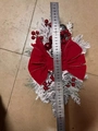 Festive Christmas garland with red velvet bow and snowy pine needles, 40cm length - 40x20cm / Mini Red