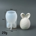 Easter faceless rabbit silicone mold for DIY candles with 9cm height dimension display - Textured Egg Rabbit
