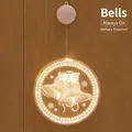 Christmas LED bell ornament with 3D snowflake etching on warm glowing acrylic disc - 16cm Bell / Battery Included