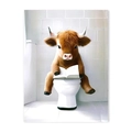 Whimsical Highland cow sitting on a toilet reading a book bathroom canvas print - 04 Cow Reading Book