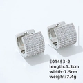 Silberne Creolen mit funkelnden Zirkonia-Pavé-Details, 1,3 cm Länge für Damen - E02826-1 (1.3x1.5cm)