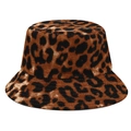 Wendbarer Anglerhut mit Leopardenmuster aus Cordgewebe für Damen und Herren im Freien - M (56-58cm) / Großer Leopard Braun
