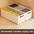 Set of 2 cream white expandable kitchen drawer organizers, adjusts from 28cm to 48cm long - Large/2 Pack / Cream White