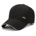Berretto da baseball nero da uomo con bordo bianco e stemma in metallo sportivo - Distintivo in Metallo Cima della Montagna / Nero