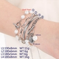 Set di bracciali in acciaio inossidabile argento con perle di conchiglia e moneta - Catena di Perle Chiusura OT (KB188683-Z) / Argento