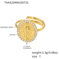 18k gold plated stainless steel oval ring with zircon stones in a sleek minimalist design - US 7 / Ring / Gold