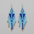 Handgefertigte Boho-Perlenohrringe mit Quasten in Himmelblau und Dunkelblau - Himmelblau/Dunkelblau/Gold
