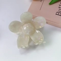 Elegant creamy white acetate flower hair claw clip with a pearlescent finish for women - Pearl White