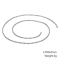 Detail of 500x2mm polished titanium steel ball chain necklace on white background - 2.0mmx500mm(KN93484-Z)