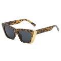 Schicke Cat-Eye-Sonnenbrille mit Leopardenmuster, Goldmetallbügeln und UV-Gläsern - Schildpatt Rahmen Graue Gläser
