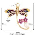Emaille Libelle Anhänger mit Zirkonia Flügeln und rosa Blumen, Größe 31x30mm - Bunte Libelle mit Blumenperle