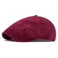 Classic burgundy faux suede newsboy cap featuring a vintage matte texture design - Adjustable / Burgundy