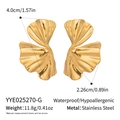 Detailed view of 18K gold ginkgo leaf earrings with dimensions and material specs - Gold Ginkgo Leaf Style (YYE025270-G)