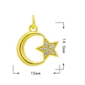 Pendentif lune et étoile plaqué or 18K avec zircons, accessoire bijoux de 15mm - 303 Étoile Lune