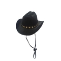 Details des schwarzen Haustier-Cowboyhuts mit goldenen Sternen und verstellbarem Band - Klein 13.5cm / Schwarzer Samt Stern