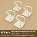 Set of 4 cream white stainless steel wall hooks for basin storage in bathroom - Set of 4 / Cream