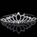Elegant silver metal tiara with sparkling rhinestones for bridal or children performance - Style FG001-Claw Chain