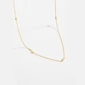 Polished S925 silver J letter necklace in gold finish with three sparkling cubic zirconia - Letter J / 925 Sterling Silver Plated With 18k Gold