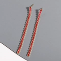 Elegant long drop earrings with red round cubic zirconia in a gold plated finish - 8*0.3cm / Gold-Red Zirconia
