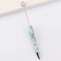 DIY beadable ballpoint pen in mint green floral print with metal rod for crafting - 24# Pattern (Floral)