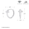 Detailed technical diagram of 925 silver cross earrings with dimensions and weight - 925 Silver / Silver