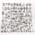 Mixed set of vintage silver alloy charms for DIY jewelry making with multiple designs - M357-Mixed Antique Silver-100pcs