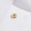 S925 sterling silver four-leaf clover flower bead with green gemstone for DIY jewelry - Gold with Green Rhinestone Flower Spacer Bead