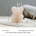 White rose bear scented candle in English Pear & Freesia scent for home decor - Small Bow Rose Bear / White / English Pear & Freesia