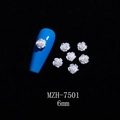 3D white resin rose nail charm 6mm size shown on a blue manicure nail piece - 6mm / Pearl White