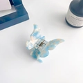 Eleganter Schmetterling-Haarklammer mit blau-weißem Farbverlauf aus Acetat-Harz - 5,5 cm / Metallblau