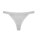 White breathable cotton V-shaped thong for women featuring a wide elastic waistband - S / Thong / Off-white