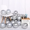 Pack of 20 thick matte silver latex balloons for festive party and wedding decoration - Metallic Silver