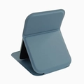 Portable makeup mirror with elegant blue PU leather folding stand and compact design - Norway Blue
