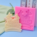 Silikonform Weihnachten in Rosa mit Merry Christmas Schriftzug für Backen und Tortendeko - Weihnachtsgeweih Schild Stil / Rosa