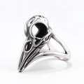 Anello con teschio di corvo gotico in acciaio inossidabile con finitura lucida - US 7 / Colore Acciaio Lucido (23506)