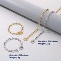 Set di collane e bracciali in acciaio inox oro e argento con chiusura a cuore OT - Stile A con Chiusura a Cuore / Bracciale Argento