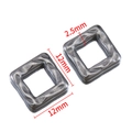 Square silver geometric stainless steel charm with textured finish and 12mm dimensions - Square / Square-Steel Color