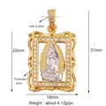 Virgin Mary Guadalupe pendant in dual-tone gold and silver finish with white cubic zirconia - Champagne M144213-Two-Tone Mary CZ